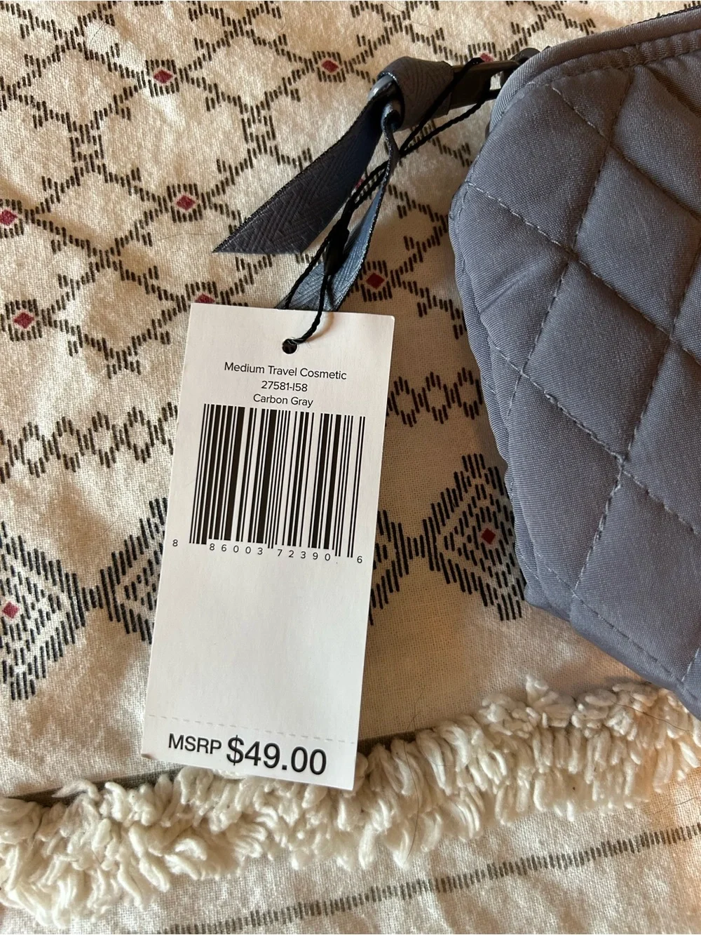 Vera Bradley | Quilted Gray Cosmetic Pouch